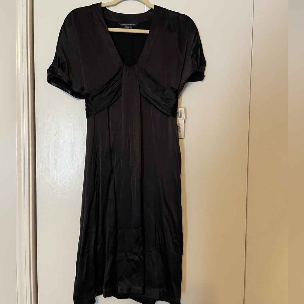 Satin Vintage Empire waist/ Tie back Dress. Maxi length